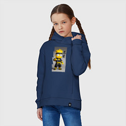 Толстовка оверсайз детская Барт Симпсон - крутой ниндзя - иероглифы, цвет: тёмно-синий — фото 2