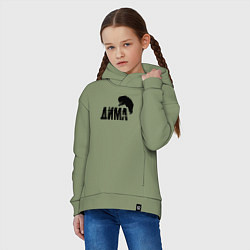 Толстовка оверсайз детская Дима и медведь, цвет: авокадо — фото 2