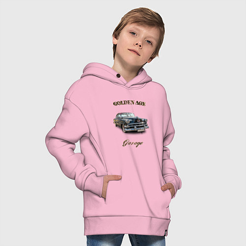 Детское худи оверсайз Классический автомобиль Chevrolet 210 / Светло-розовый – фото 4