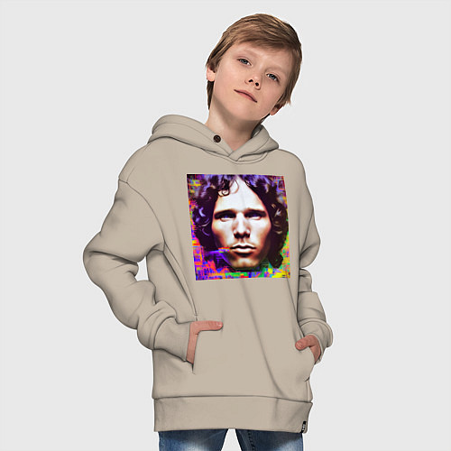 Детское худи оверсайз Jim Morrison Glitch 25 Digital Art / Миндальный – фото 4