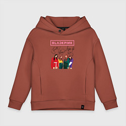 Толстовка оверсайз детская Blackpink Lisa Jisoo Jennie Rose, цвет: кирпичный