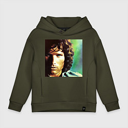 Толстовка оверсайз детская Jim Morrison One eye Digital Art, цвет: хаки