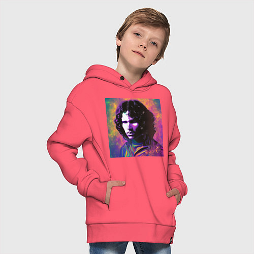 Детское худи оверсайз Jim Morrison few color digital Art / Коралловый – фото 4