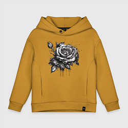 Толстовка оверсайз детская Роза нарисованная карандашом, цвет: горчичный
