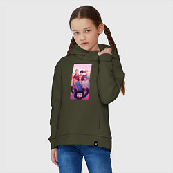 Толстовка оверсайз детская BTS art anime style, цвет: хаки — фото 2