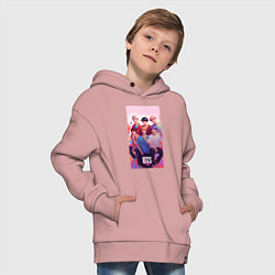 Толстовка оверсайз детская BTS art anime style, цвет: пыльно-розовый — фото 2