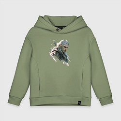 Толстовка оверсайз детская Портрет Ведьмака, цвет: авокадо