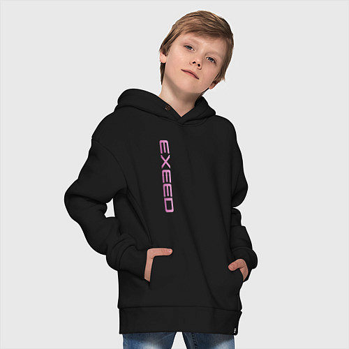 Детское худи оверсайз Exeed pink logo / Черный – фото 4