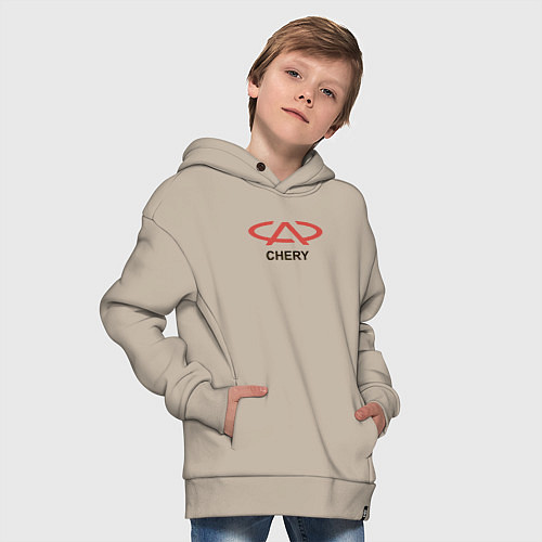 Детское худи оверсайз Chery Logo / Миндальный – фото 4