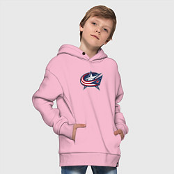 Толстовка оверсайз детская Columbus blue jackets - hockey team - emblem, цвет: светло-розовый — фото 2