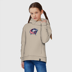 Толстовка оверсайз детская Columbus blue jackets - hockey team - emblem, цвет: миндальный — фото 2