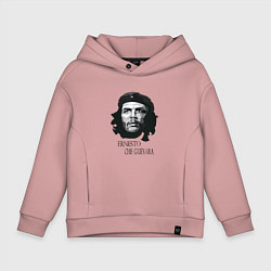 Толстовка оверсайз детская Че Гевара черно белое, цвет: пыльно-розовый