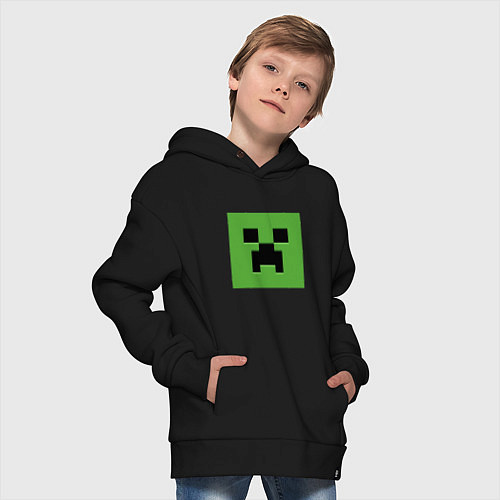 Детское худи оверсайз Minecraft creeper face / Черный – фото 4