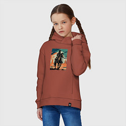 Толстовка оверсайз детская Ковбой на лошади, цвет: кирпичный — фото 2