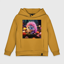 Толстовка оверсайз детская Ежик в лесу, цвет: горчичный