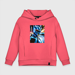 Толстовка оверсайз детская Робокоп на страже, цвет: коралловый