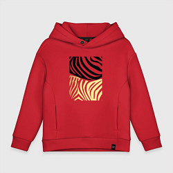 Толстовка оверсайз детская Принт зебра черно- золотой, цвет: красный