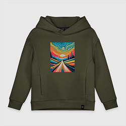 Толстовка оверсайз детская Дорога в даль, цвет: хаки