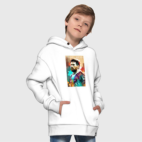 Детское худи оверсайз Lionel Messi - football - striker / Белый – фото 4