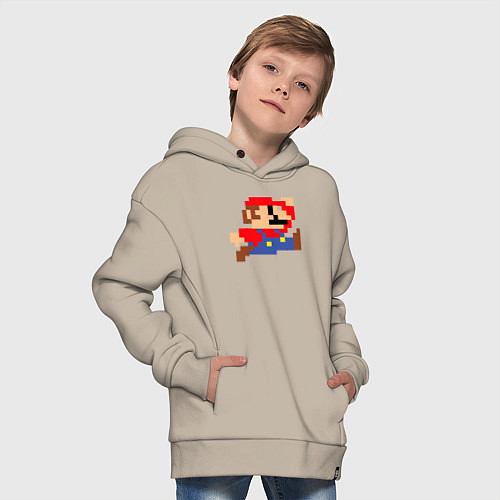 Детское худи оверсайз Пиксельный Марио / Миндальный – фото 4