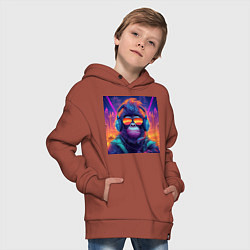 Толстовка оверсайз детская Обезьяна в куртке, цвет: кирпичный — фото 2