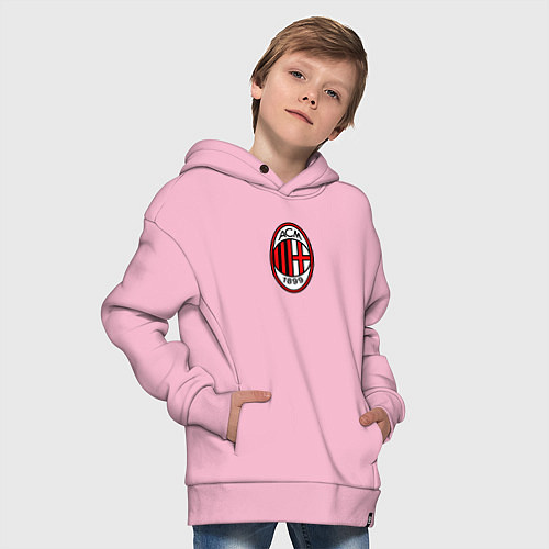 Детское худи оверсайз Футбольный клуб Milan / Светло-розовый – фото 4