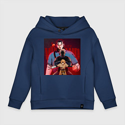 Толстовка оверсайз детская Сага о Винланде - два отца, цвет: тёмно-синий