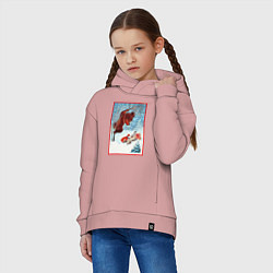 Толстовка оверсайз детская Медведь на дереве и заяц, цвет: пыльно-розовый — фото 2