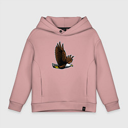 Толстовка оверсайз детская Летящий орёл, цвет: пыльно-розовый