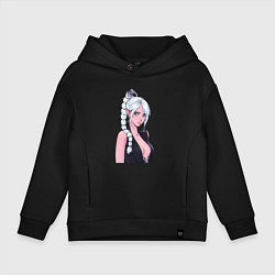 Толстовка оверсайз детская Шэдоухарт - серебрянные волосы, цвет: черный