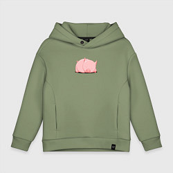 Толстовка оверсайз детская Мультяшный хряк спит, цвет: авокадо