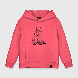 Толстовка оверсайз детская Плюшевый мишка лепрекон - раскраска, цвет: коралловый