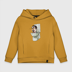Толстовка оверсайз детская Скибиди туалет, цвет: горчичный