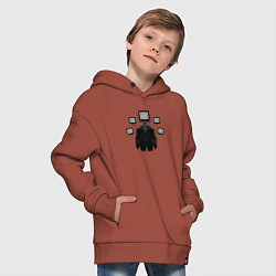 Толстовка оверсайз детская Skibidi toilet TVman, цвет: кирпичный — фото 2