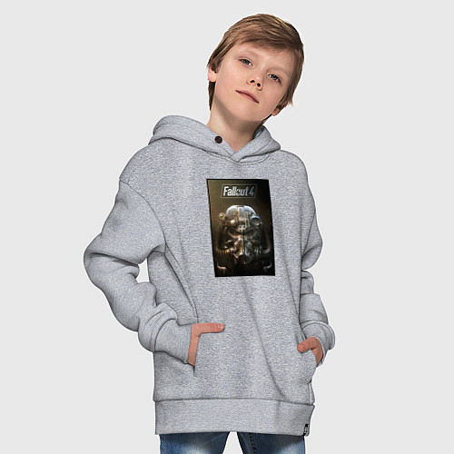 Детское худи оверсайз Fallout armour poster / Меланж – фото 4