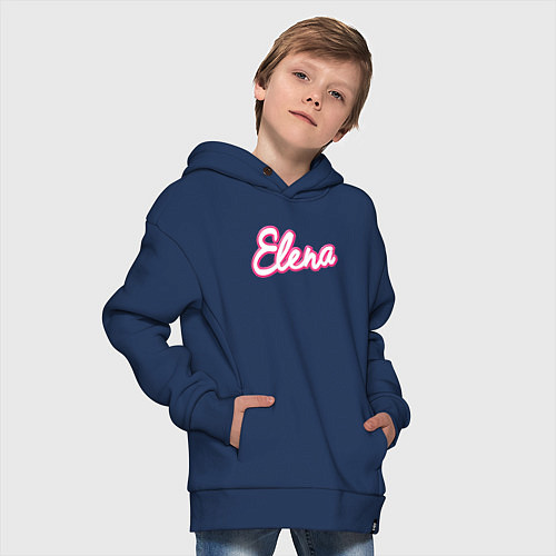 Детское худи оверсайз Елена в стиле Барби - обьемный шрифт / Тёмно-синий – фото 4