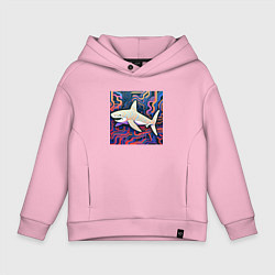 Толстовка оверсайз детская Акула абстракция, цвет: светло-розовый