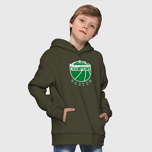 Детское худи оверсайз Boston champions / Хаки – фото 4