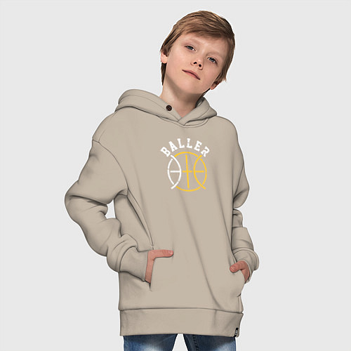 Детское худи оверсайз Baller / Миндальный – фото 4