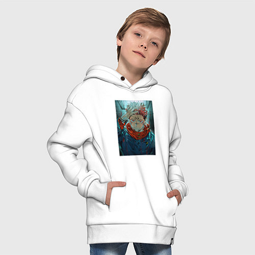 Детское худи оверсайз Крутой Суккуна / Белый – фото 4
