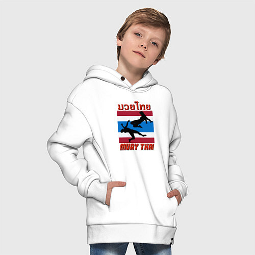 Детское худи оверсайз Бойцы Муай Тай / Белый – фото 4