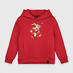 Толстовка оверсайз детская Кли из Геншин Импакт, цвет: красный