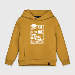 Толстовка оверсайз детская Еда сон фото, цвет: горчичный