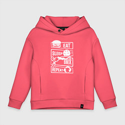 Толстовка оверсайз детская Еда сон bmx, цвет: коралловый