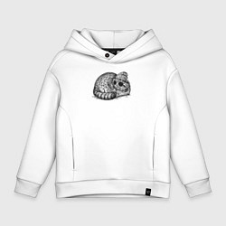 Толстовка оверсайз детская Манул модник, цвет: белый