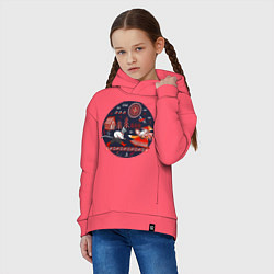 Толстовка оверсайз детская Кот и лиса из сказки, цвет: коралловый — фото 2