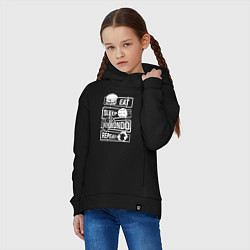 Толстовка оверсайз детская Еда сон тхэквондо, цвет: черный — фото 2