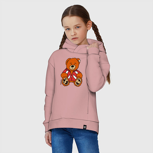 Детское худи оверсайз Медведь Марат в спортивном костюме / Пыльно-розовый – фото 3