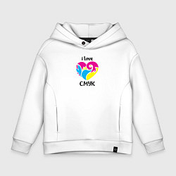 Толстовка оверсайз детская I love cmyk, цвет: белый