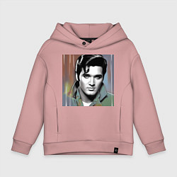 Толстовка оверсайз детская Портрет Элвис, цвет: пыльно-розовый